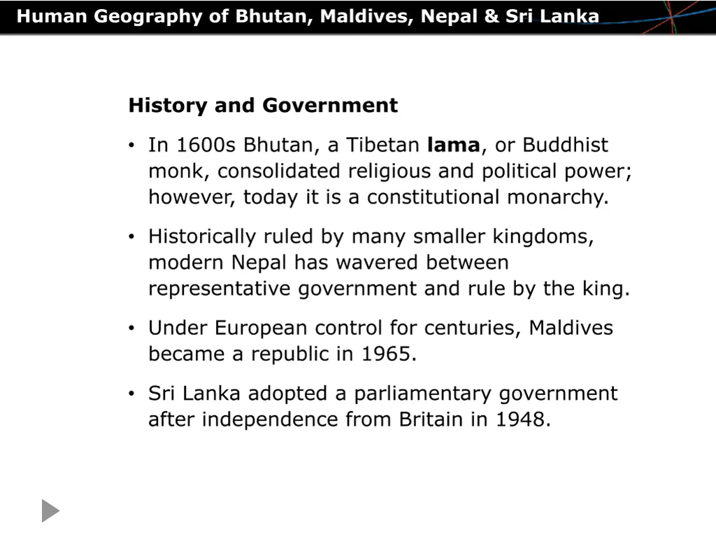 human geography of bhutan maldives nepal sri lanka