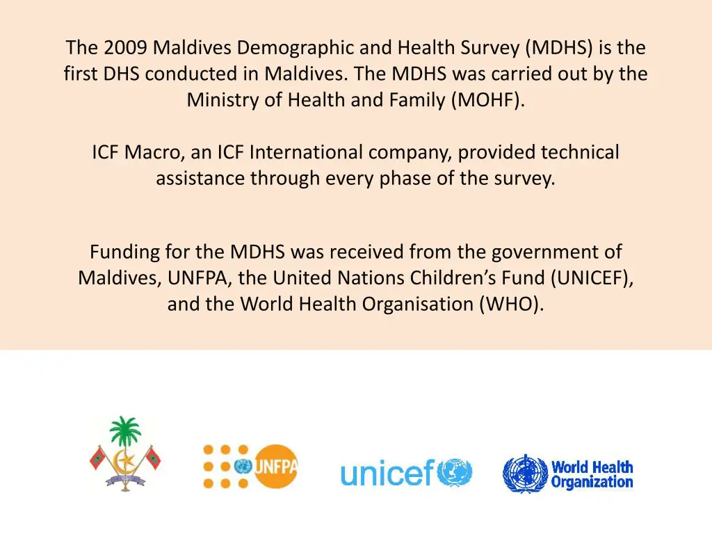 the 2009 maldives demographic and health survey