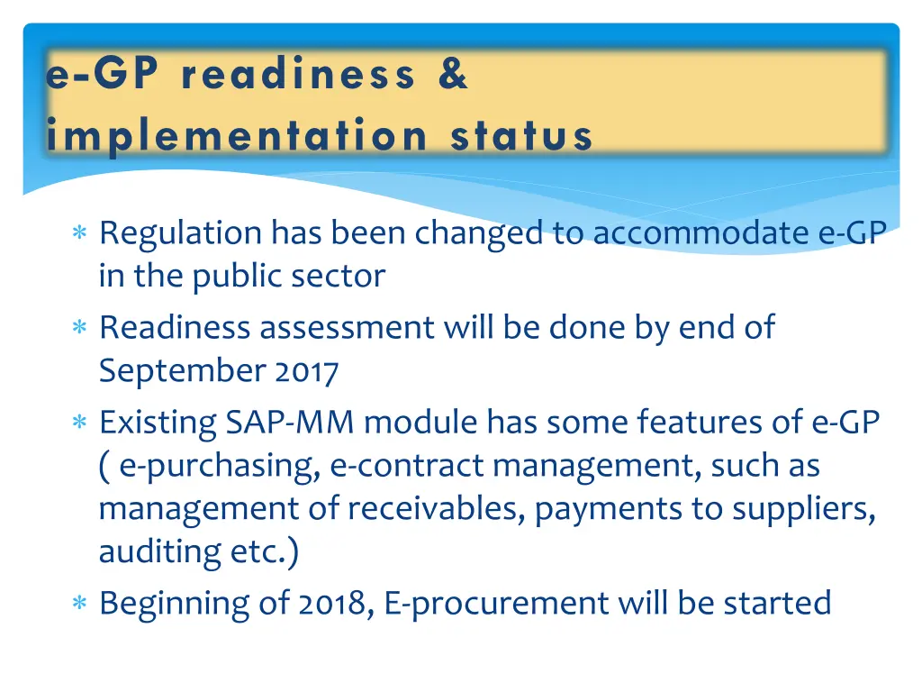 e gp readiness implementation status