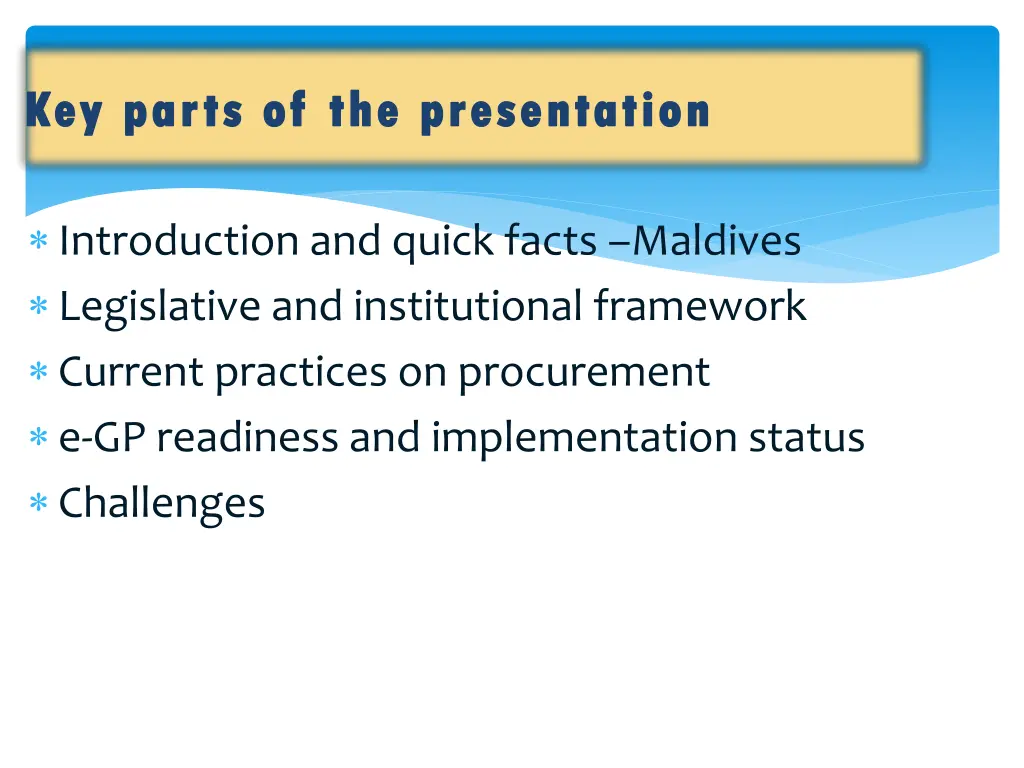 key parts of the presentation key parts