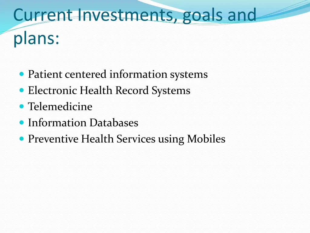 current investments goals and plans
