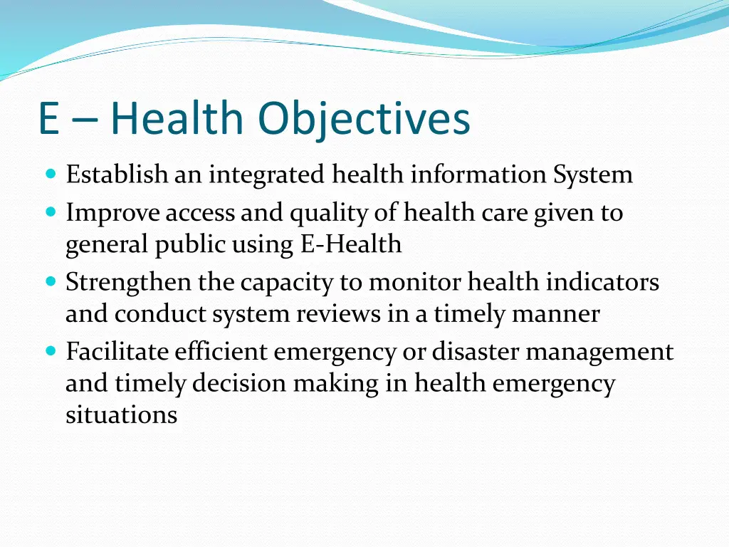 e health objectives