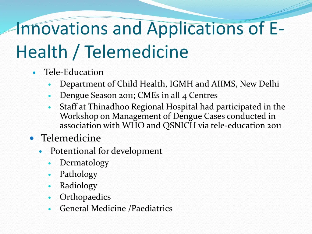 innovations and applications of e health