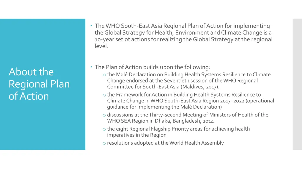 the who south east asia regional plan of action