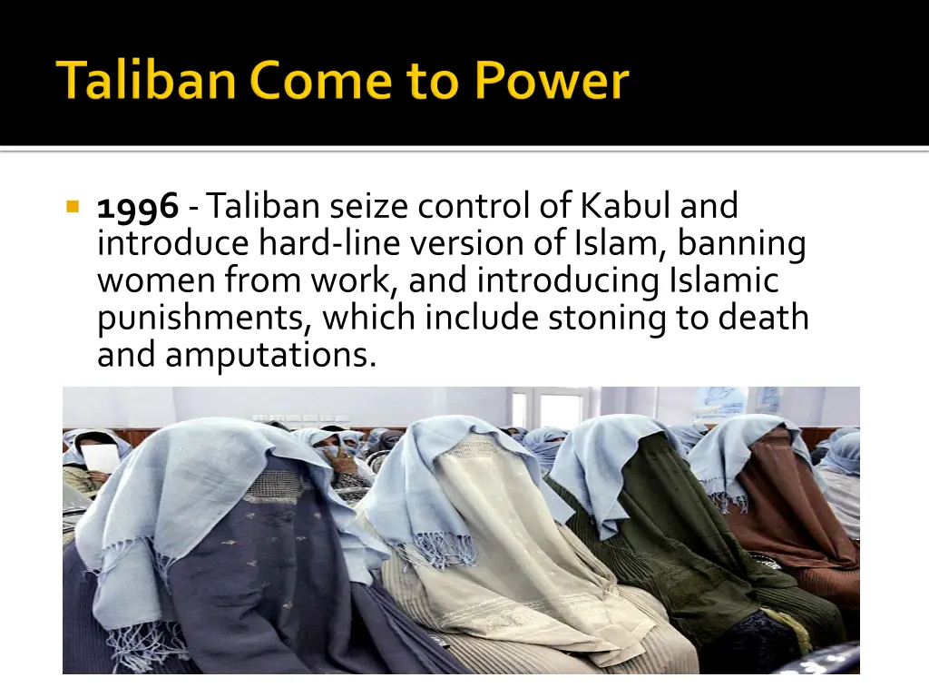 1996 taliban seize control of kabul and introduce