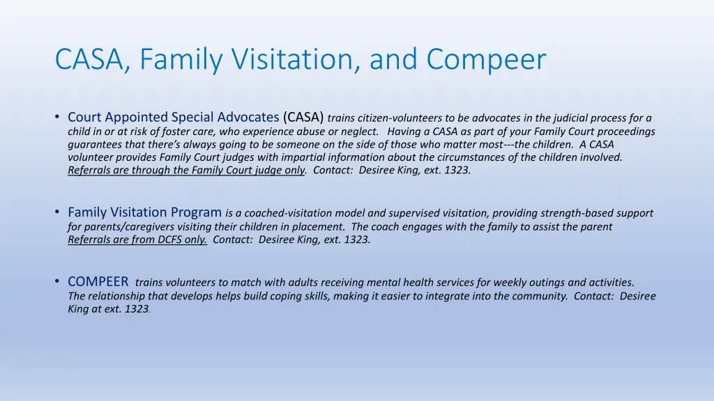 casa family visitation and compeer