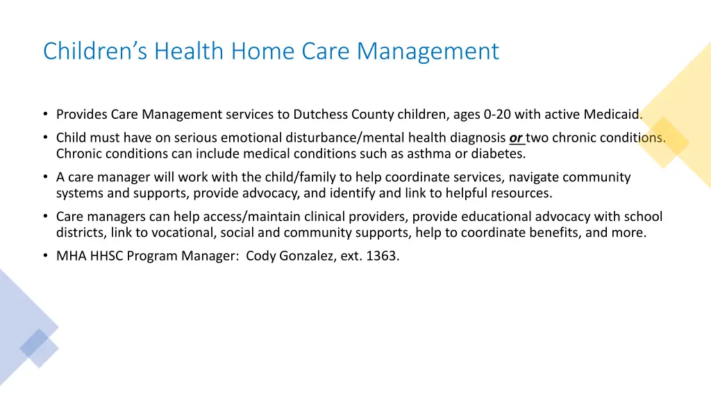 children s health home care management