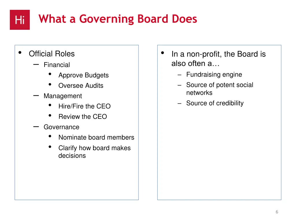 what a governing board does