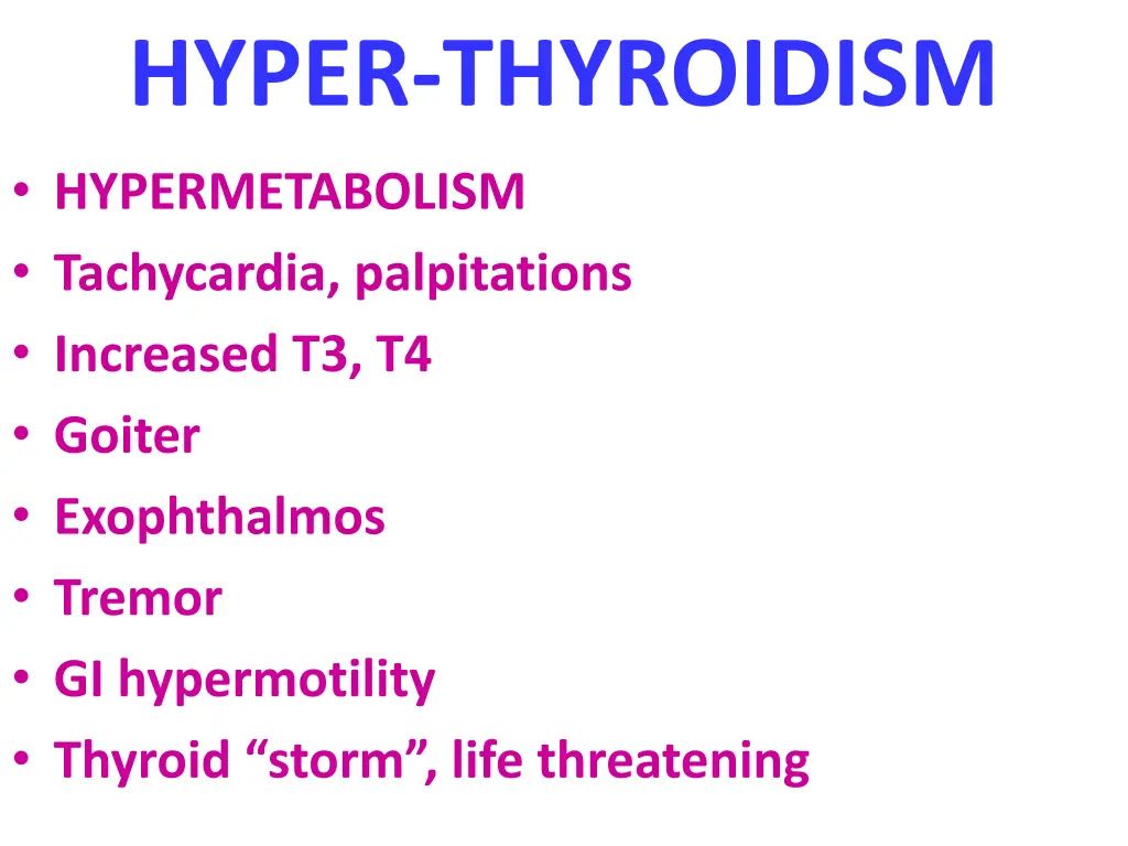 hyper thyroidism hypermetabolism tachycardia