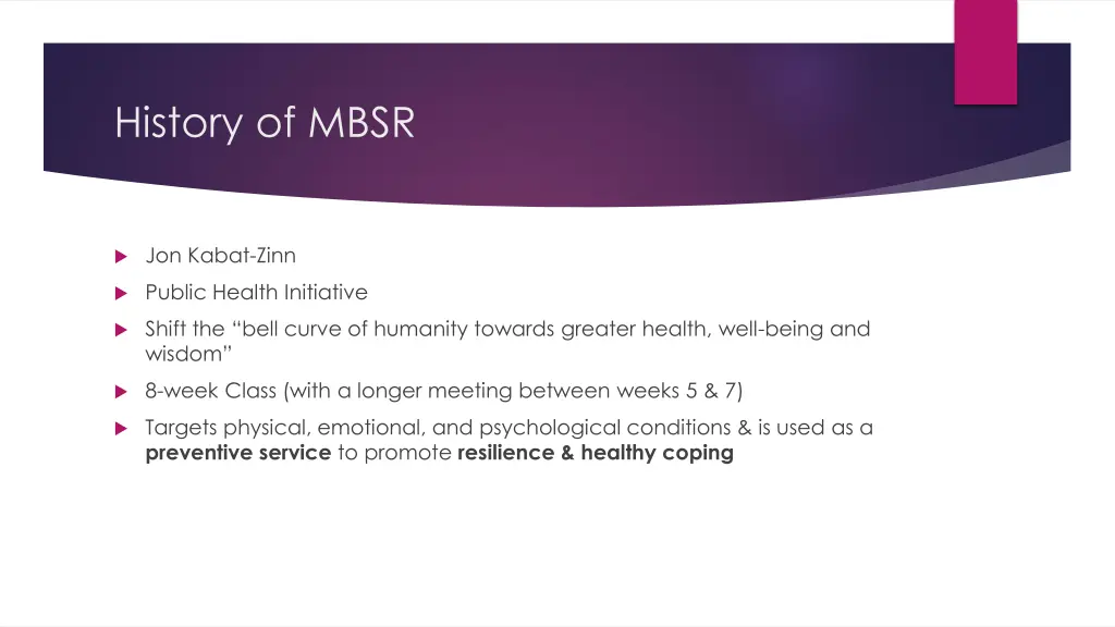 history of mbsr