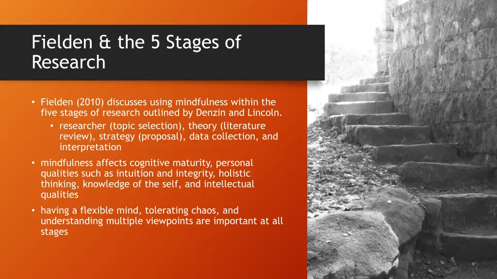 fielden the 5 stages of research