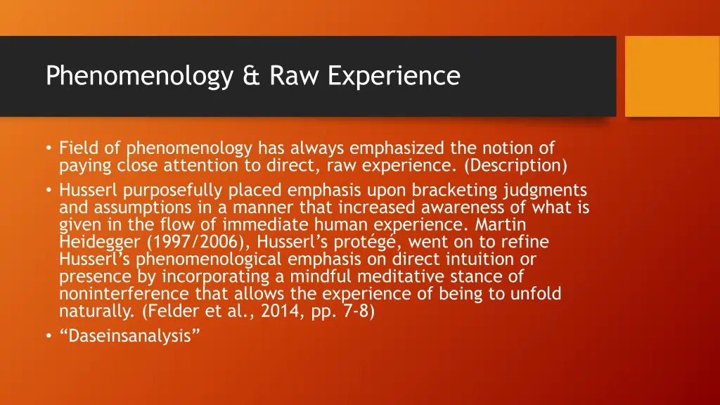 phenomenology raw experience
