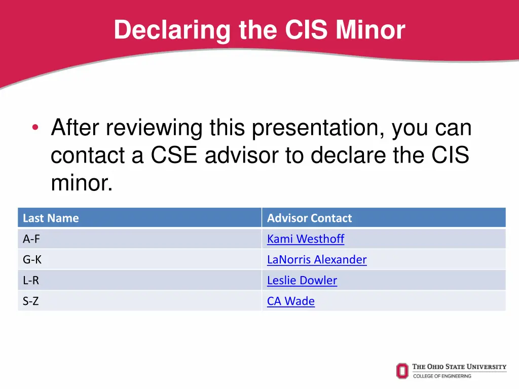 declaring the cis minor