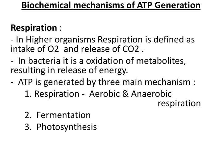 biochemical mechanisms of atp generation