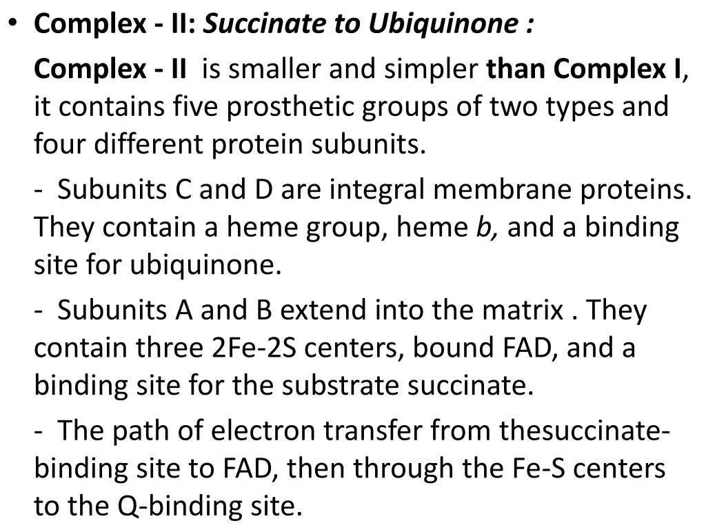 complex ii succinate to ubiquinone complex