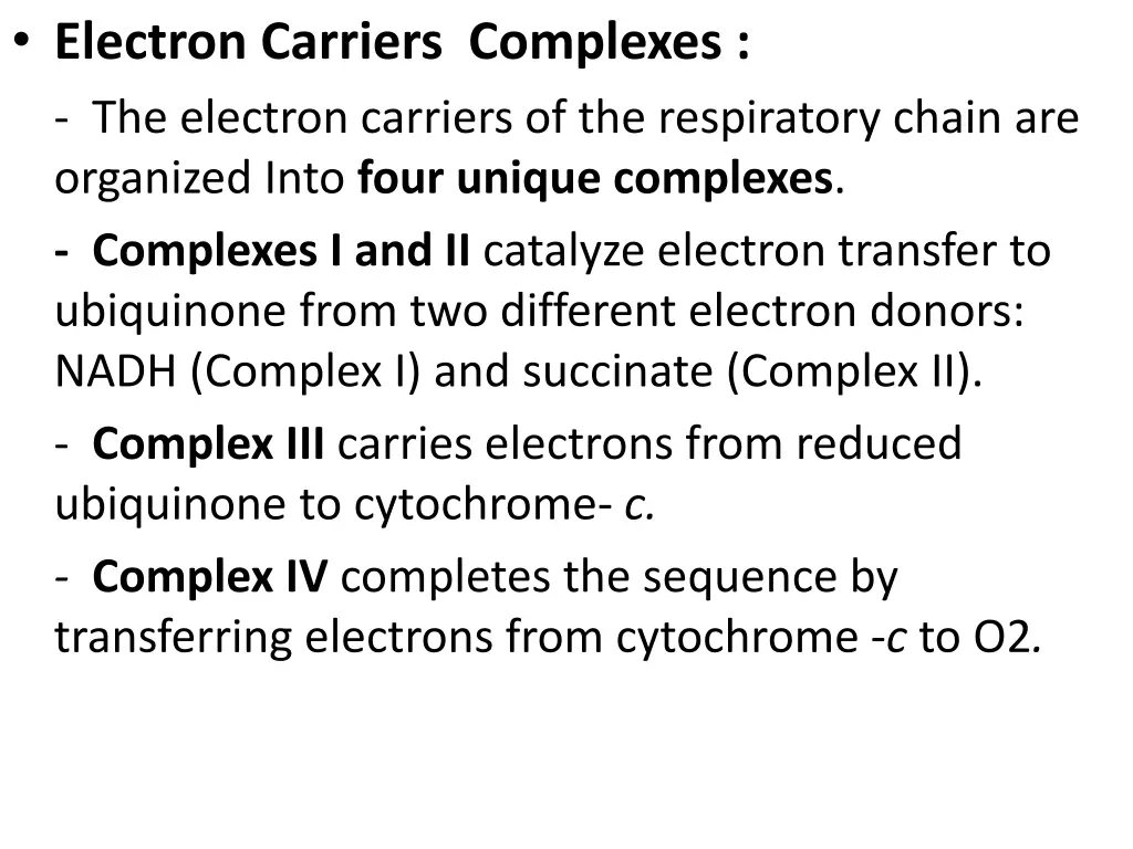 electron carriers complexes the electron carriers