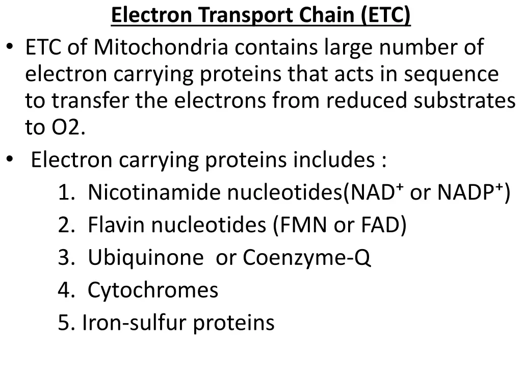 electron transport chain etc etc of mitochondria
