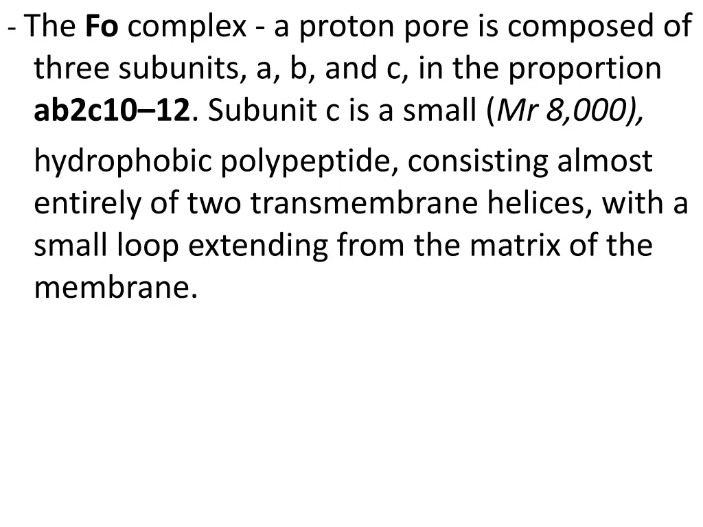 the fo complex a proton pore is composed of three