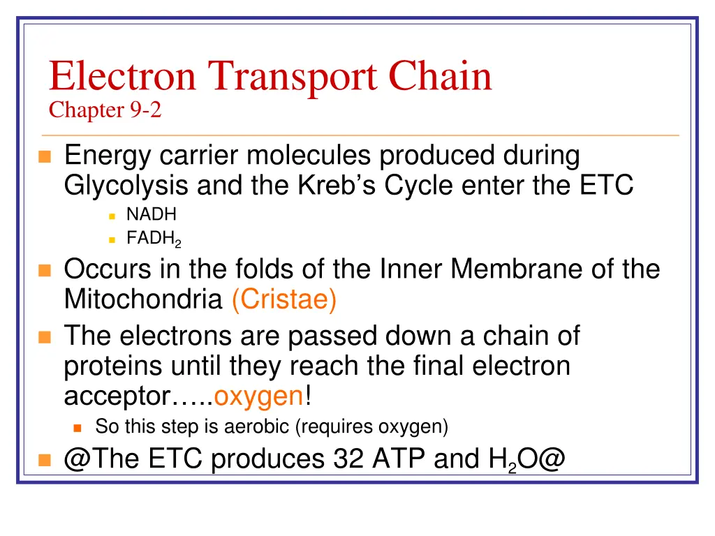 electron transport chain chapter 9 2