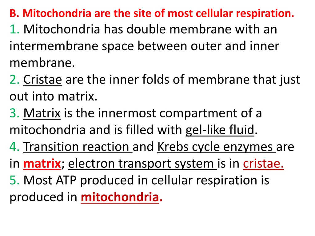 b mitochondria are the site of most cellular