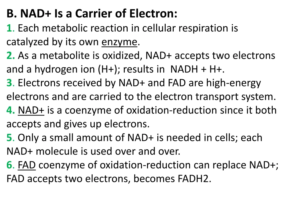 b nad is a carrier of electron 1 each metabolic