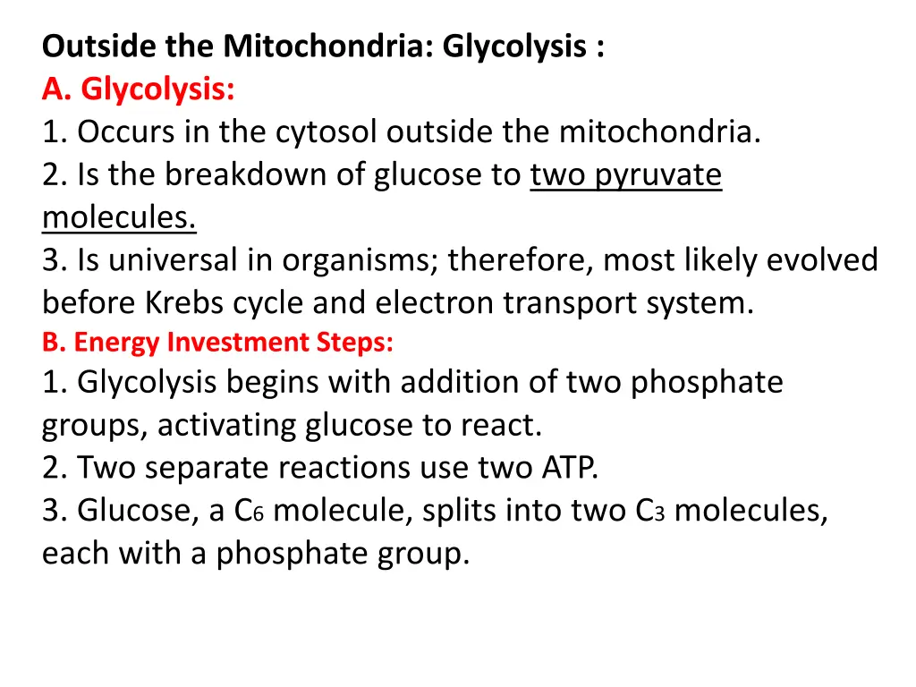 outside the mitochondria glycolysis a glycolysis