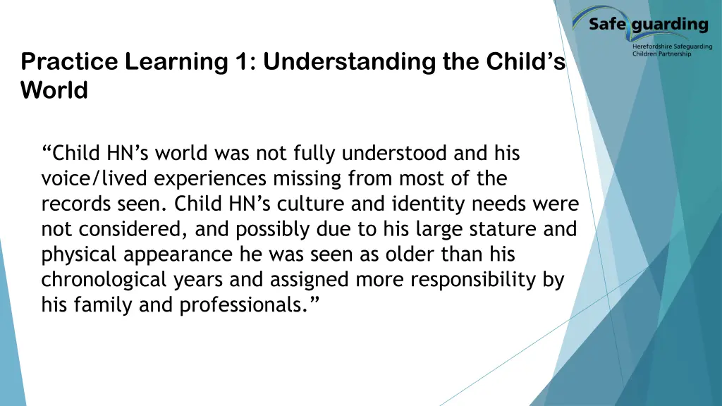 practice learning 1 understanding the child