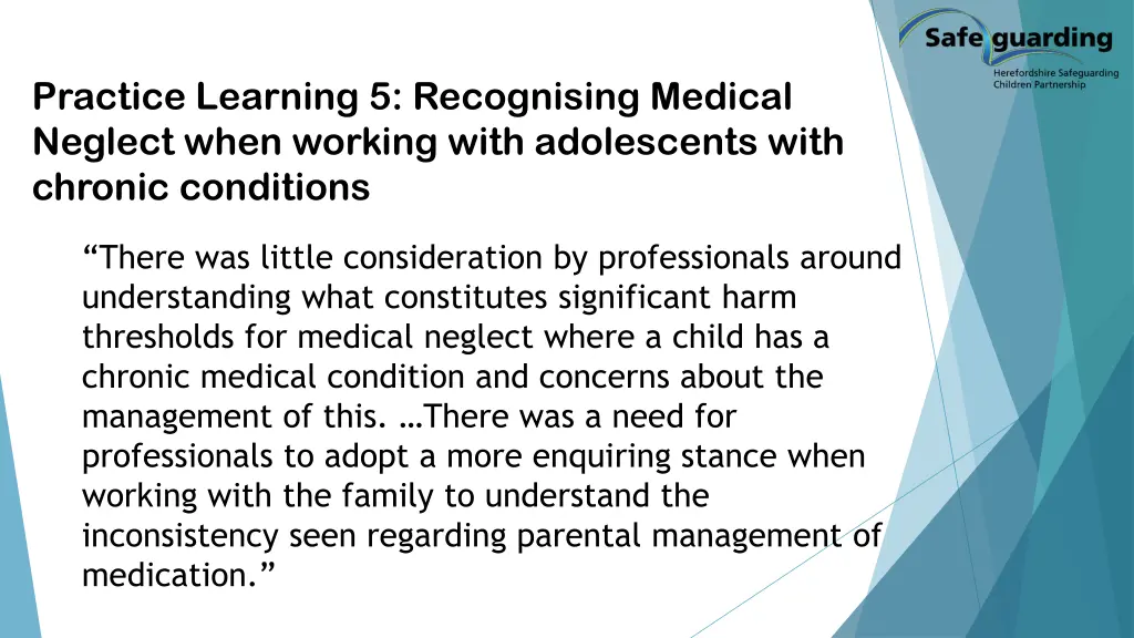 practice learning 5 recognising medical neglect