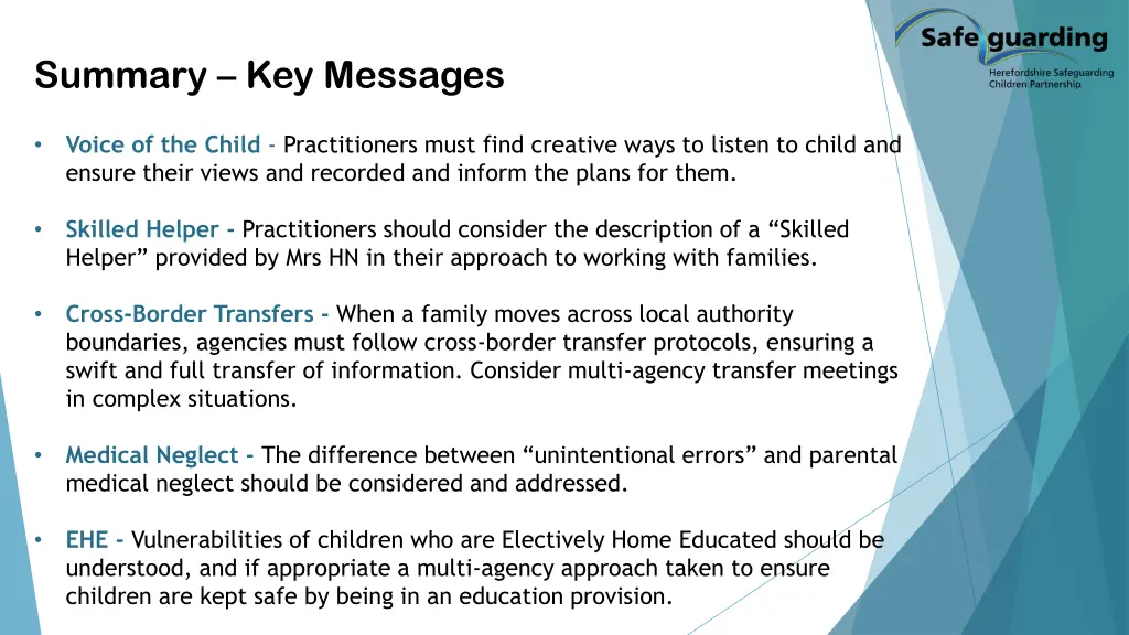 summary key messages