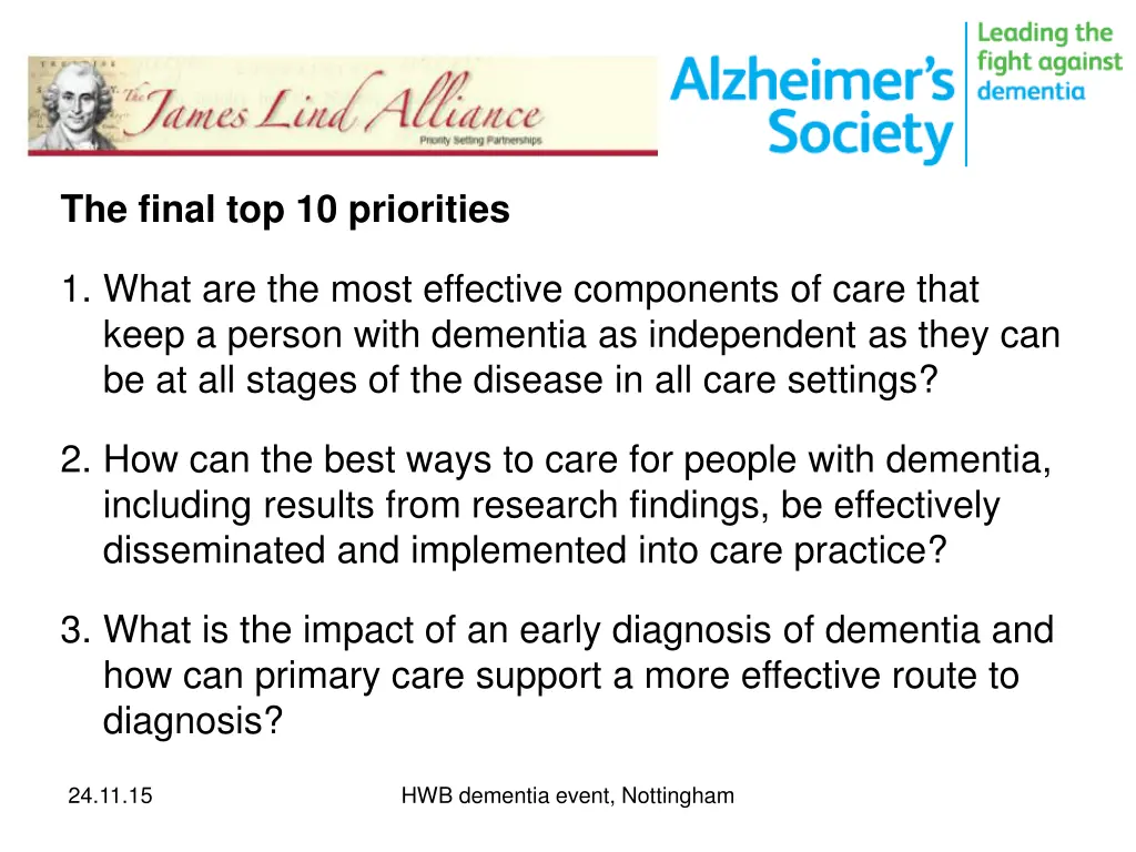 the final top 10 priorities