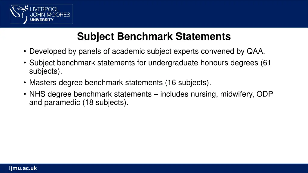 subject benchmark statements