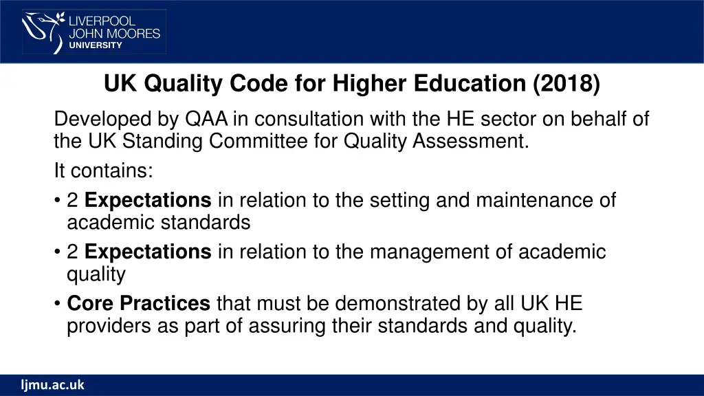 uk quality code for higher education 2018