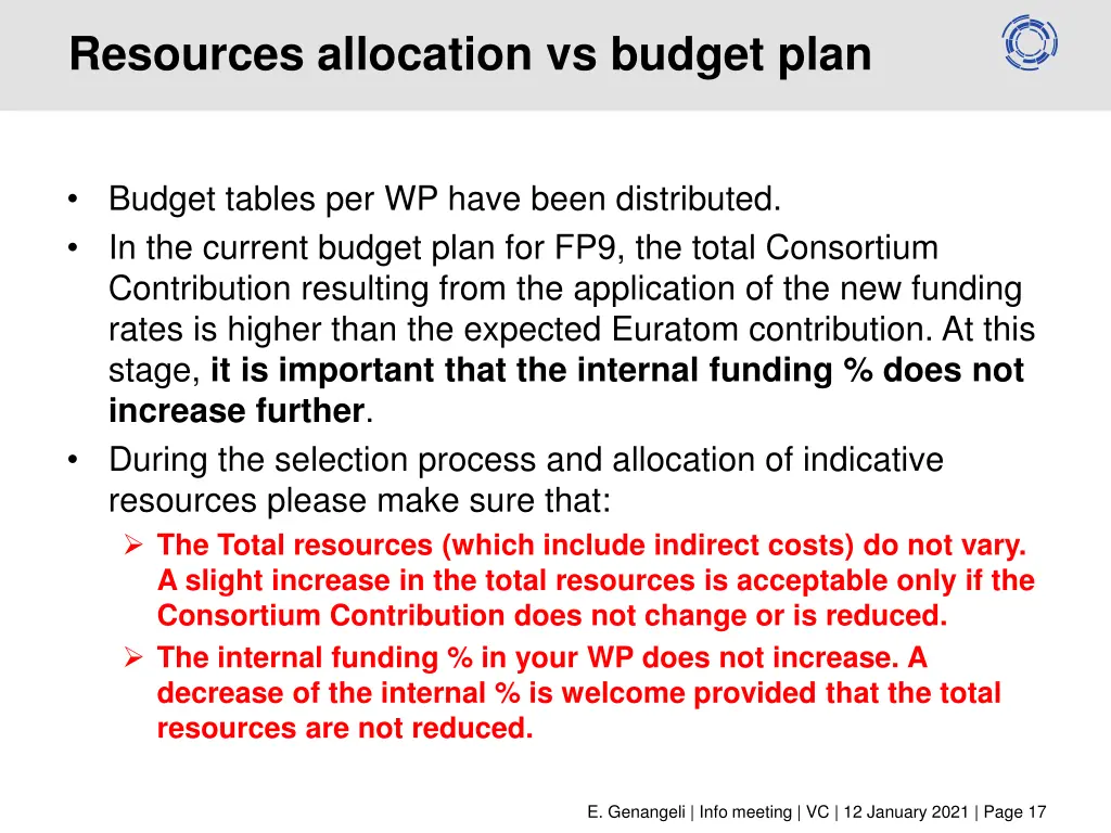 resources allocation vs budget plan