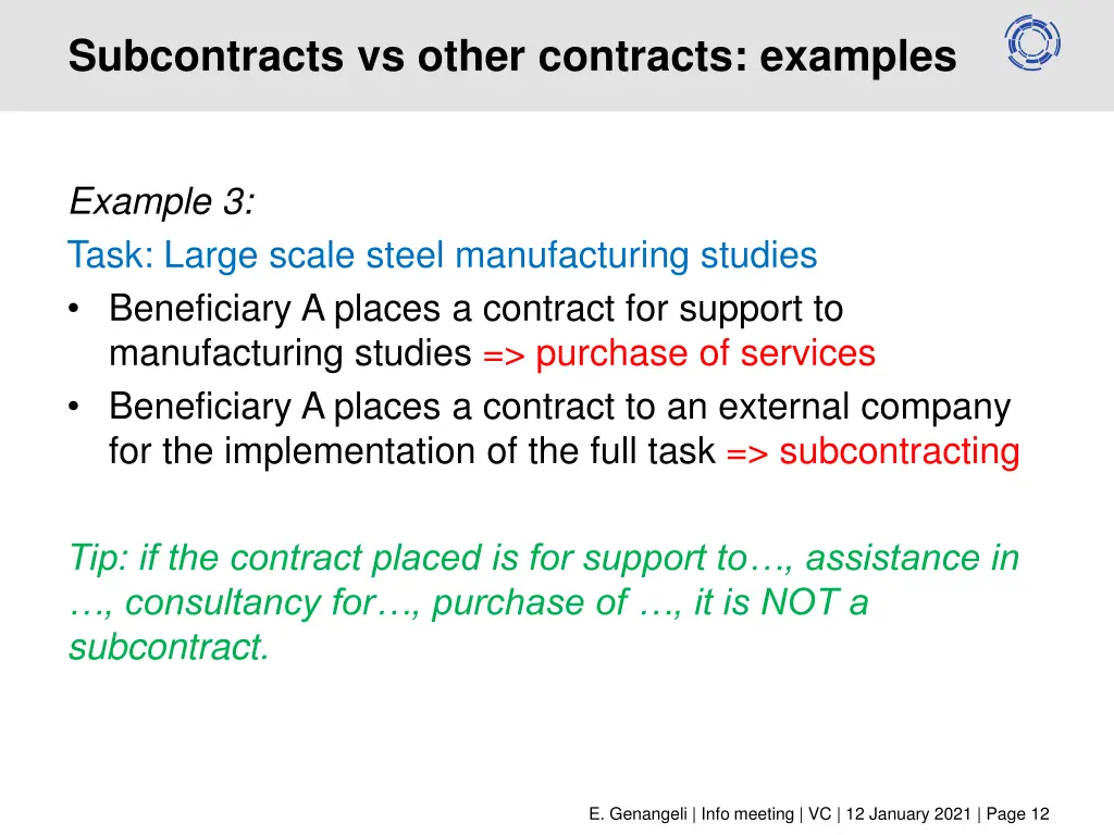subcontracts vs other contracts examples 2