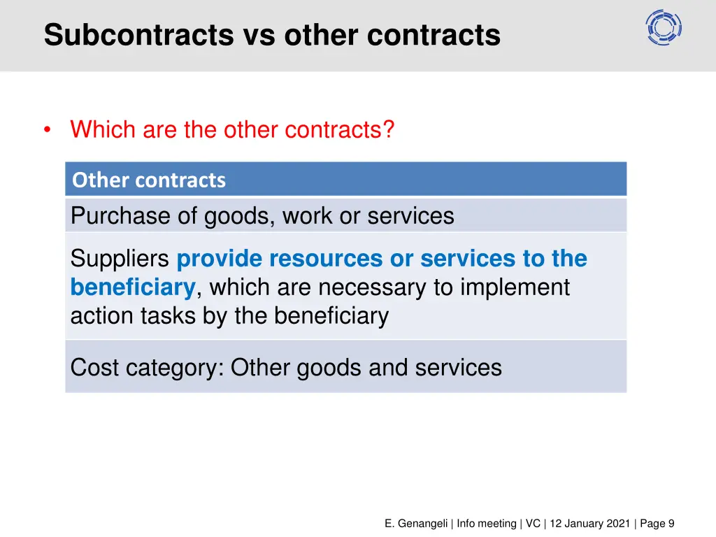 subcontracts vs other contracts