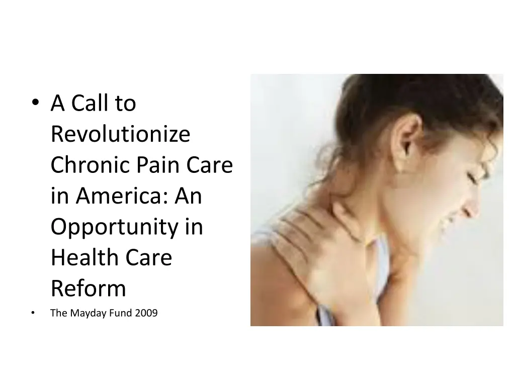 a call to revolutionize chronic pain care