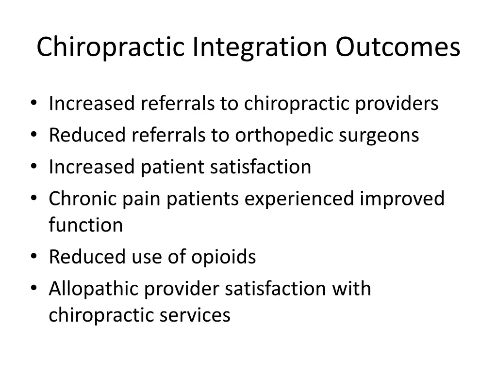 chiropractic integration outcomes