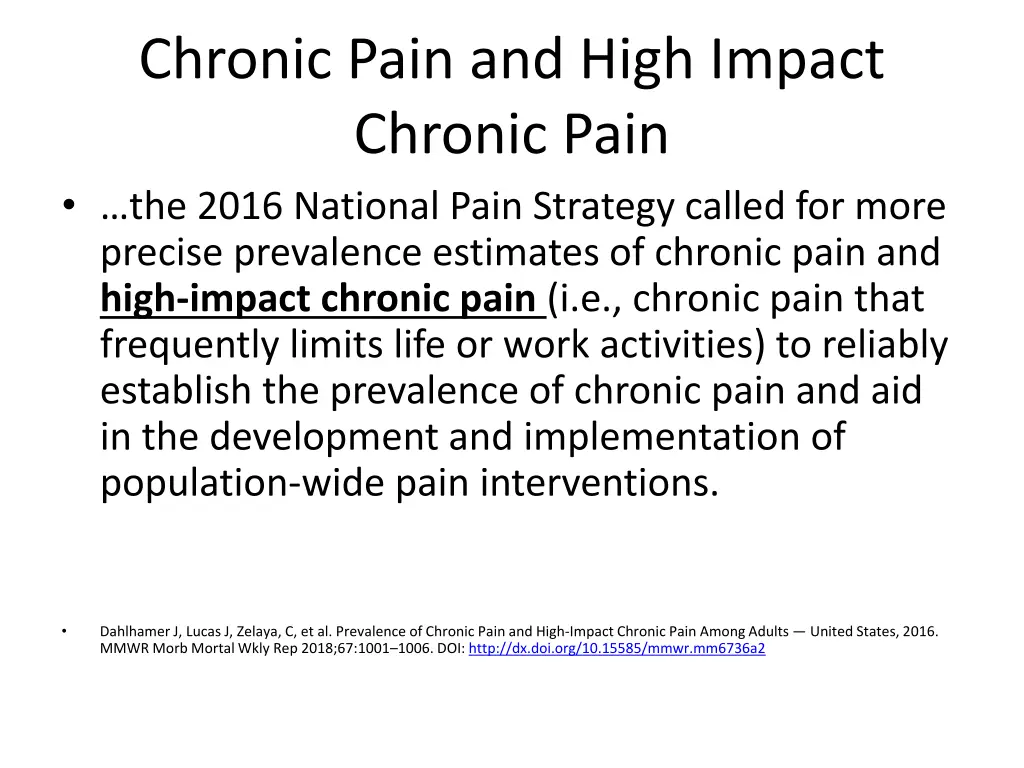 chronic pain and high impact chronic pain