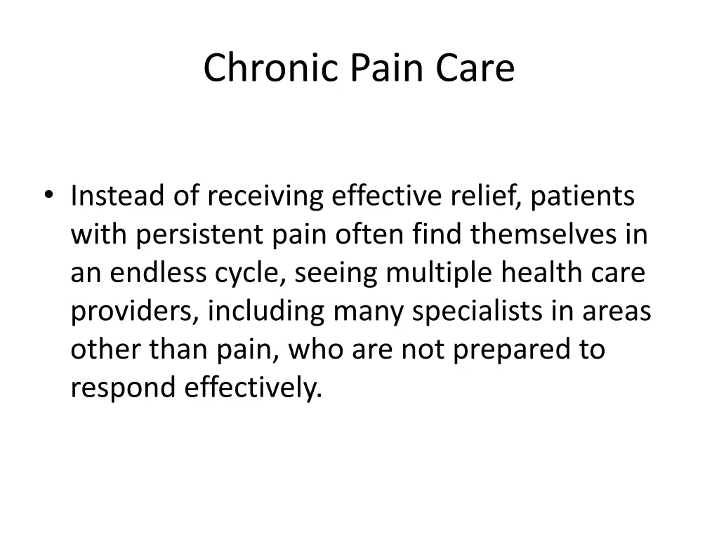 chronic pain care