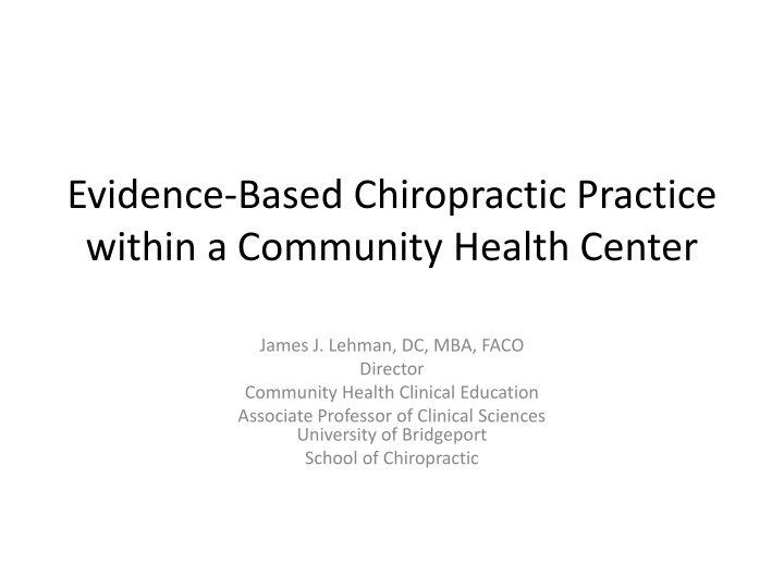 evidence based chiropractic practice within