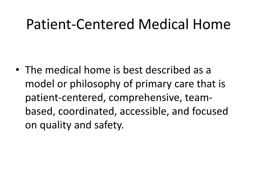 patient centered medical home