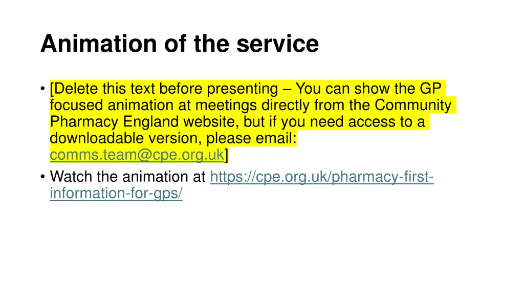 animation of the service