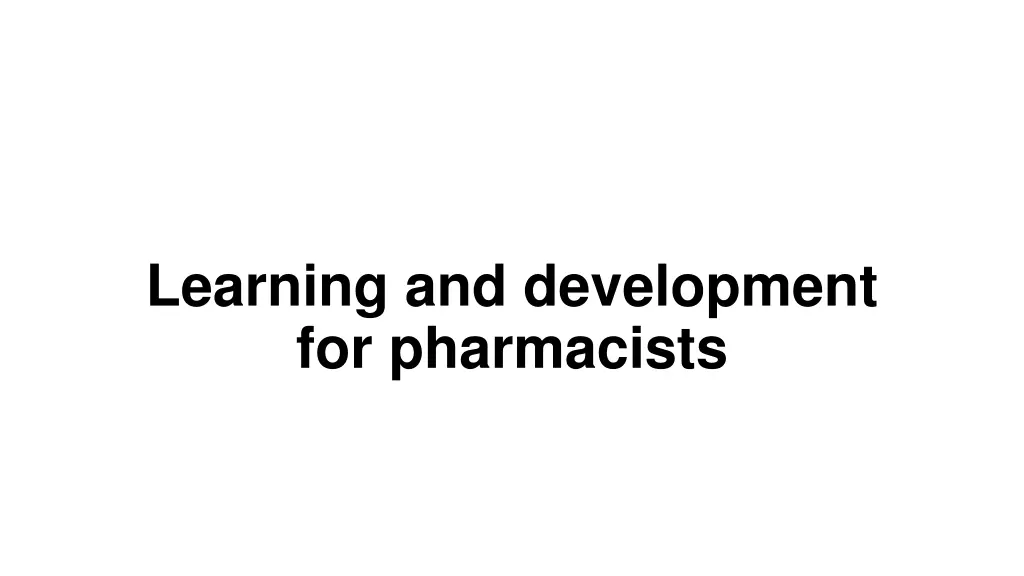 learning and development for pharmacists