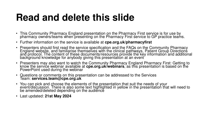 read and delete this slide