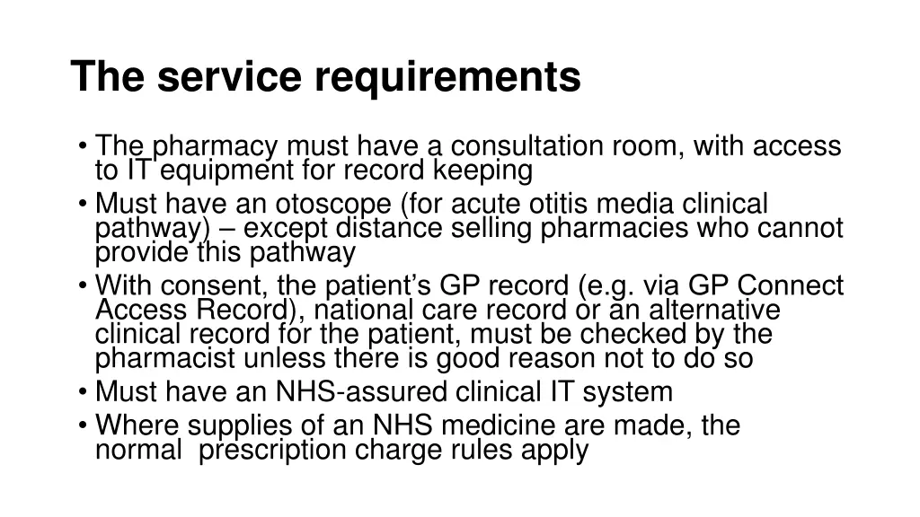 the service requirements