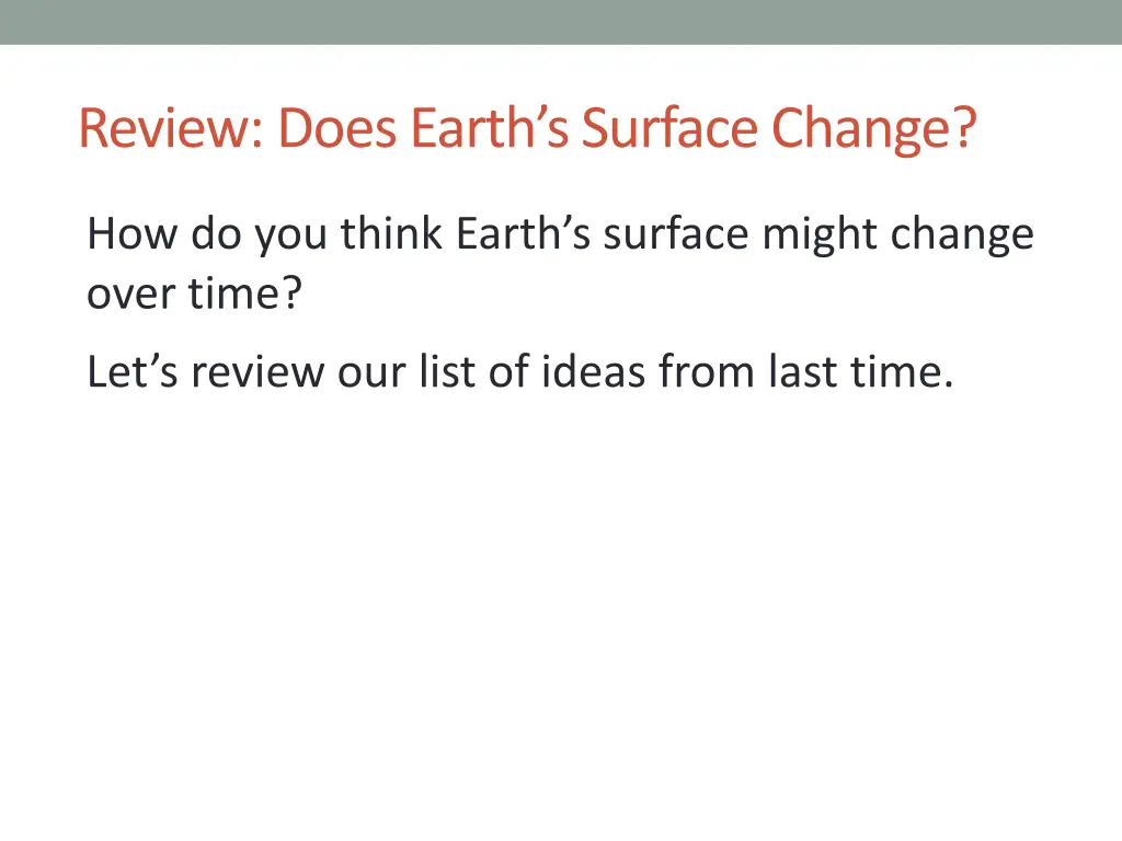review does earth s surface change