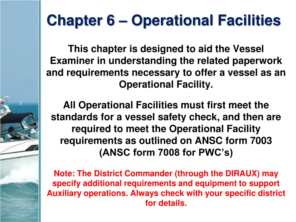 chapter 6 operational facilities