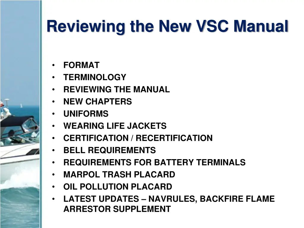 reviewing the new vsc manual