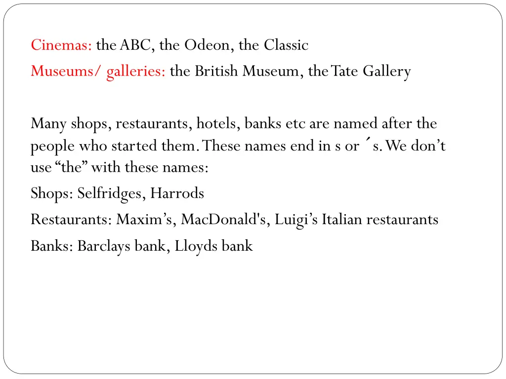 cinemas the abc the odeon the classic museums
