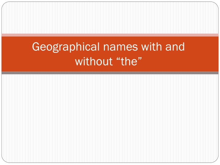 geographical names with and without the